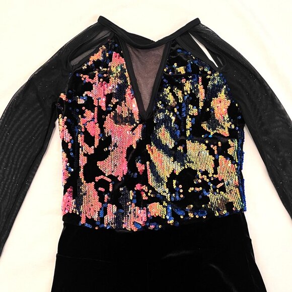 Weissman Adult Dance Costume Jazz Sequin Tap Romper Shorts MA Back Velvet - Picture 2 of 11